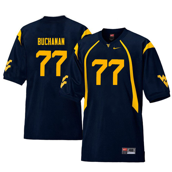 Men #77 Daniel Buchanan West Virginia Mountaineers Throwback College Football Jerseys Sale-Navy